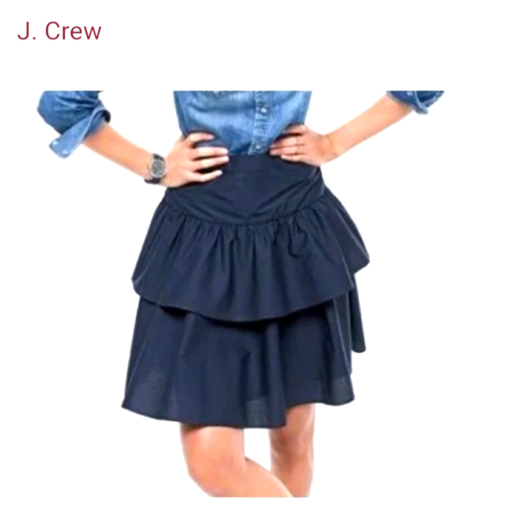New J Crew Full Ruffle skirt, Blue, 2P - XS